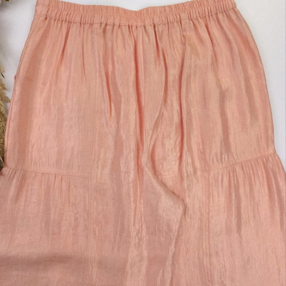 Current Air Anthropologie Peach Shimmer Wide-Leg Rayon Women's Pants Sz L - Picture 5 of 15